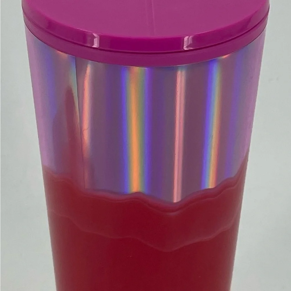 2021 Starbucks Winter Holiday Multi-Color Wave Pink Red & Metallic Tumbler 24 oz